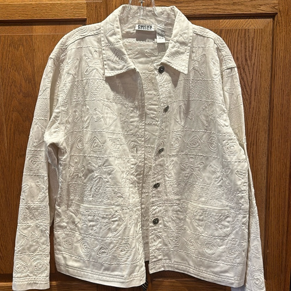White denim Chicos jacket